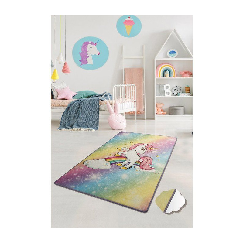 Tapis enfant Licorne 140 x 190 cm - Épaisseur : 10 mm - 700 g/m² - R