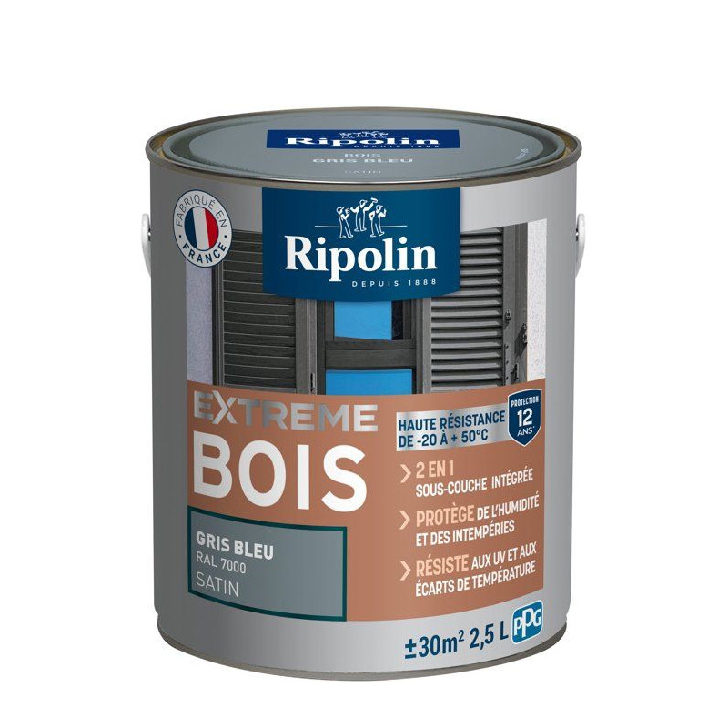 RIPOLIN Peinture pour pour Bois Intérieur & Extérieur - Gris Bleu Ra