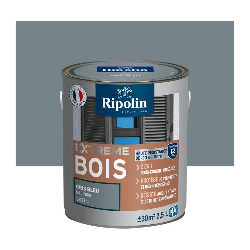 RIPOLIN Peinture pour pour Bois Intérieur & Extérieur - Gris Bleu Ra