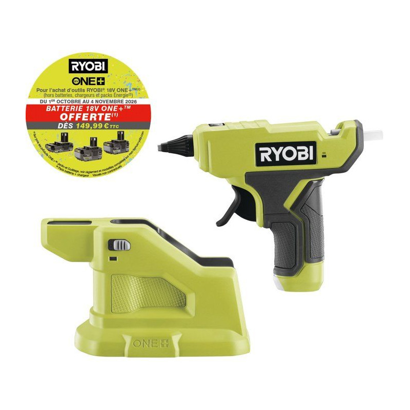Pistolet a colle 18V ONE+ RYOBI - RGLM18-0 - Chauffe en 3 min - Diam.