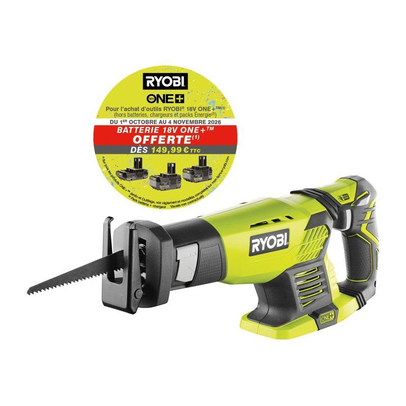 RYOBI Scie sabre 18V ONE+ coupe bois métal - sans batterie ni chargeu