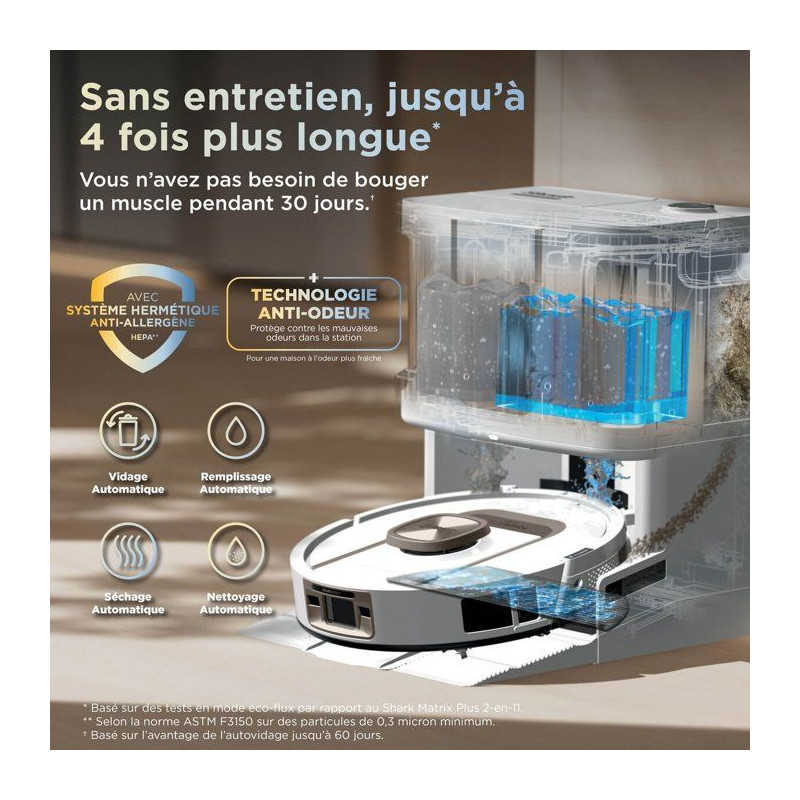 Robot aspirateur laveur - SHARK PowerDetect ThermaCharged AV2910XEEUWH