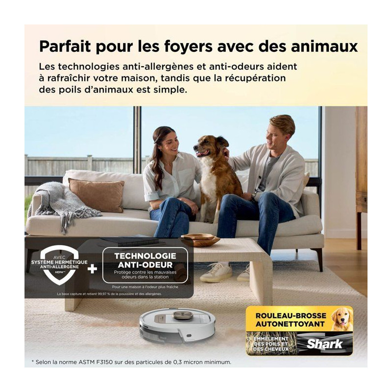 Robot aspirateur laveur - SHARK PowerDetect ThermaCharged AV2910XEEUWH