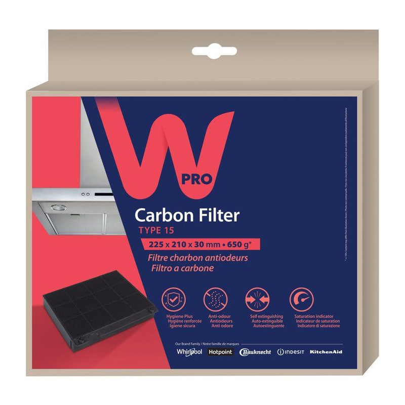 Filtre charbon hotte - WPRO - CHF15/1 - Anti-odeurs - Haute performanc