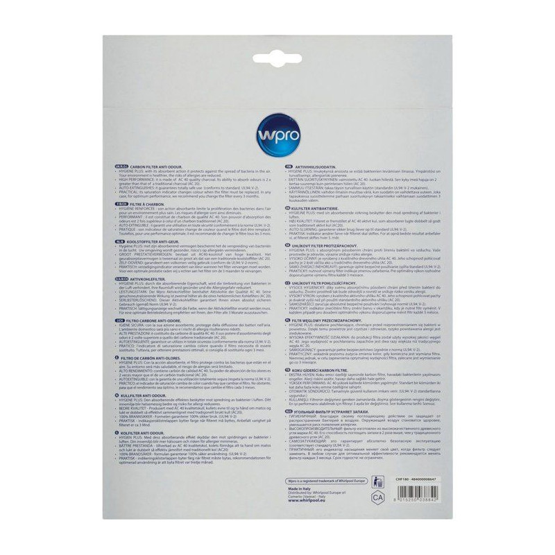 Filtre charbon hotte - WPRO - CHF180/1 - Anti-odeurs - Haute performan