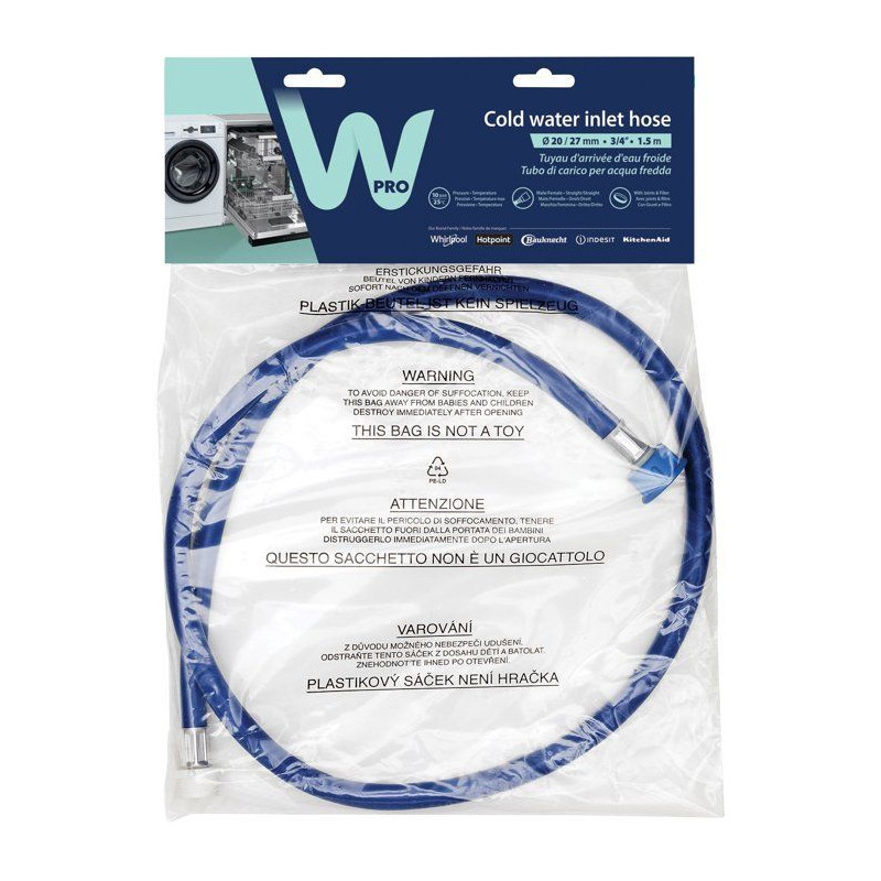 Tuyau arrivée eau - WPRO - IEF150 - Universel - Sécurisé - 1,5 m