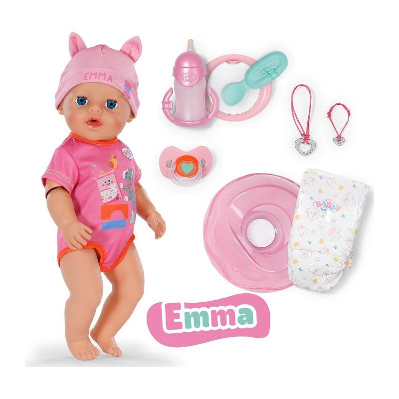 Poupon Emma - BABY BORN - 43 cm - Click & Play - 10 Fonctions + 8 acce