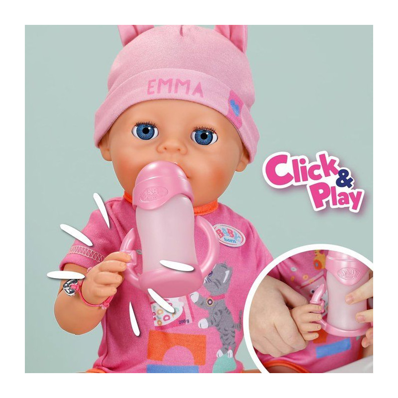 Poupon Emma - BABY BORN - 43 cm - Click & Play - 10 Fonctions + 8 acce