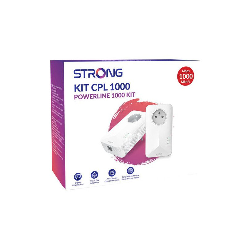 STRONG - Kit CPL 1000 Mbps - Toute Box/Routeur - Port Gigabit + Prise