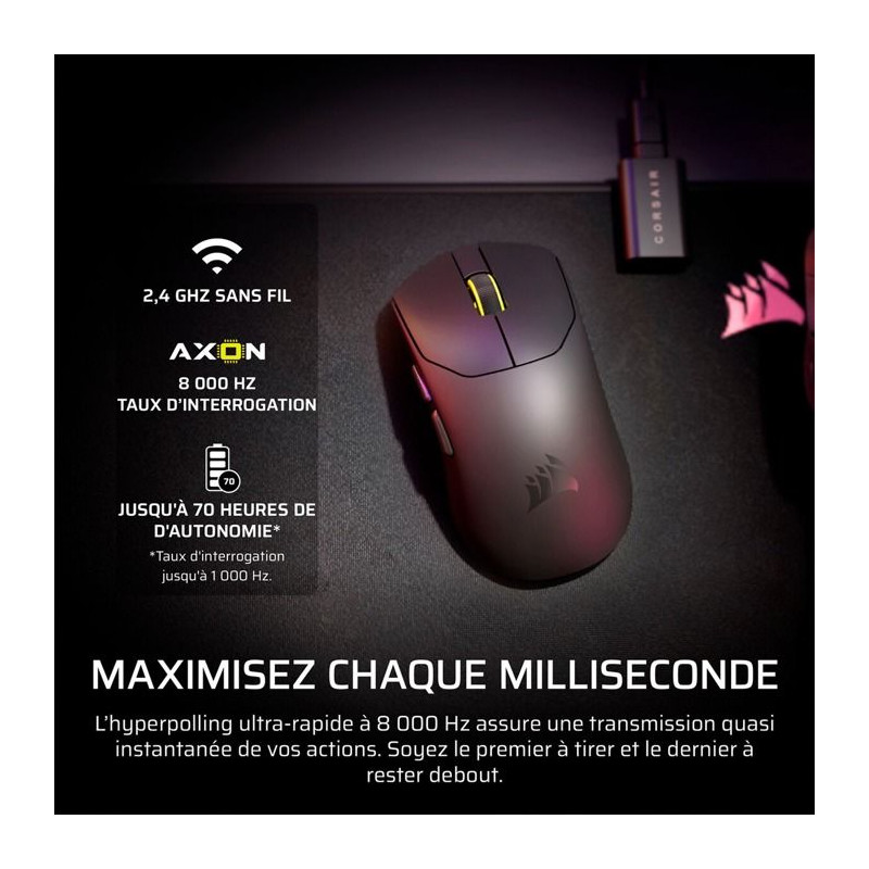 Souris Gamer - Sans Fil - Corsair - SABRE v2 PRO Ultralight - Noir
