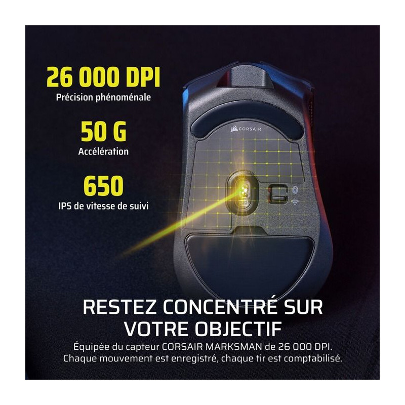 Souris Gamer - Sans Fil - Corsair - HARPOON v2 WIRELESS 26K DPI - Noir