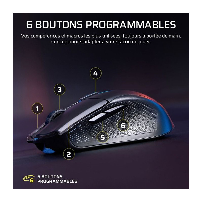 Souris Gamer - Sans Fil - Corsair - HARPOON v2 WIRELESS 26K DPI - Noir