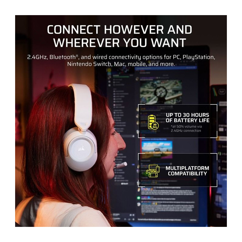 Casque Gaming - Corsair - HS35 V3 - Blanc Sans Fil