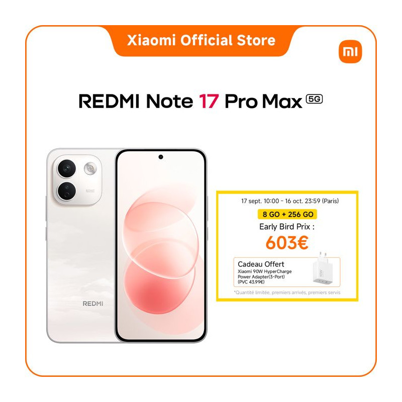 Smartphone - XIAOMI - Redmi Note 17 Pro Max 5G - 8Go RAM - 256Go - Bla
