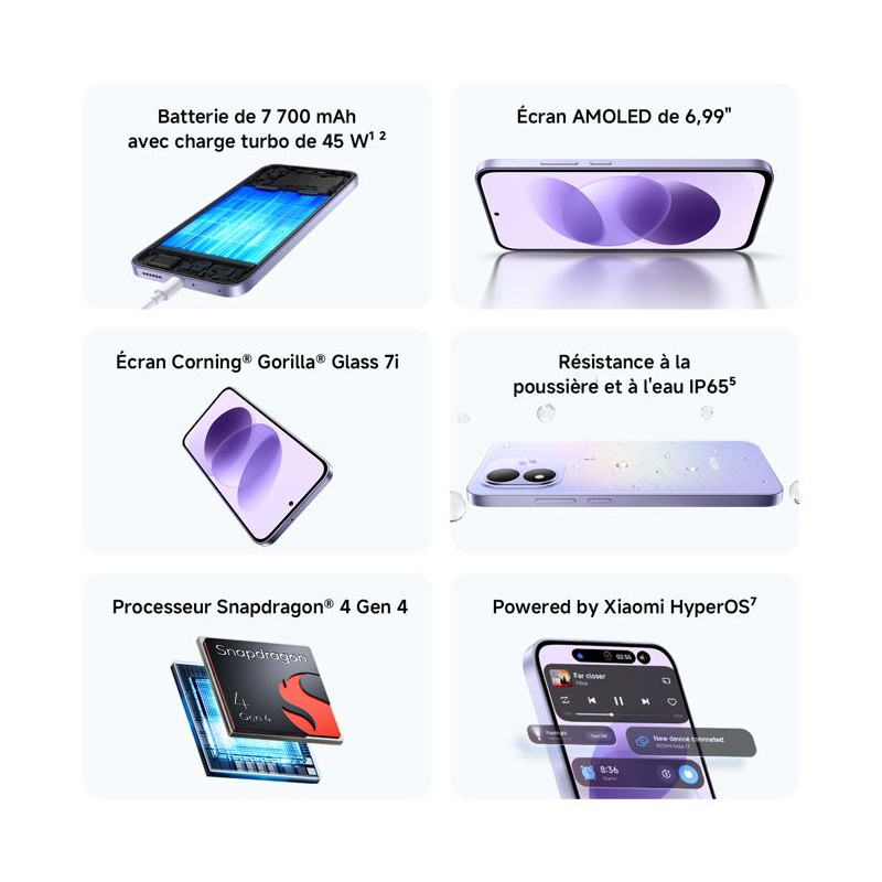 Smartphone - XIAOMI - Redmi Note 17 5G - 6Go RAM - 128Go - Noir