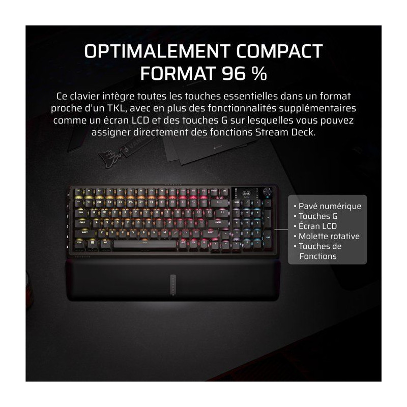 Clavier Gamer - Mécanique MLX Plasma - Corsair - VANGUARD 96 WIRELESS