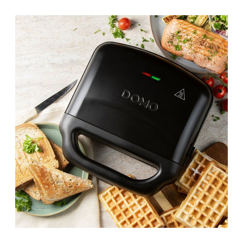 Appareil croque-gaufre-gril 3 en 1 - DOMO - DO9291C - Plaques amovible