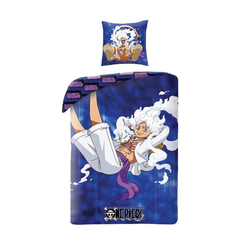 Parure de lit réversible - ONE PIECE - Luffy Gear - Bleu - Microfibre