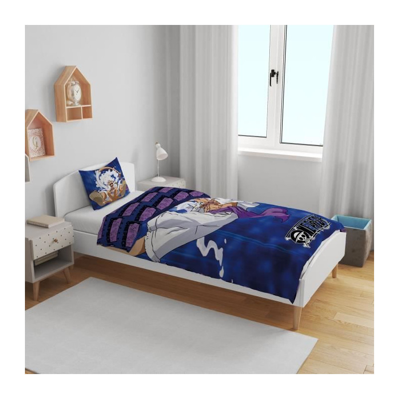 Parure de lit réversible - ONE PIECE - Luffy Gear - Bleu - Microfibre