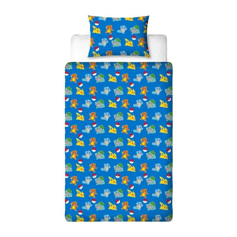 Parure de lit - POKEMON - Pikachu et Starter 1G V - Microfibre - 1 hou