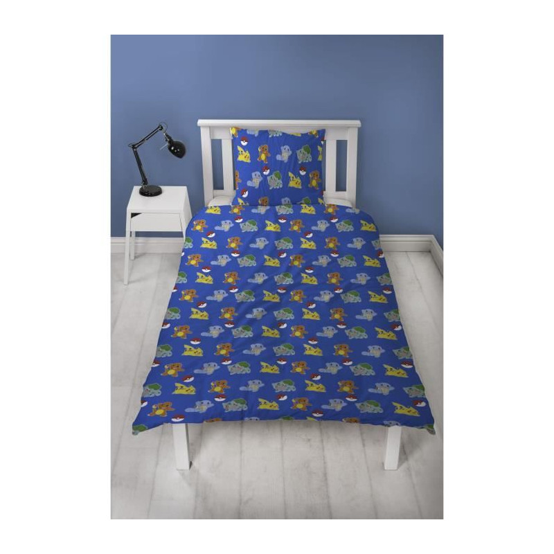 Parure de lit - POKEMON - Pikachu et Starter 1G V - Microfibre - 1 hou