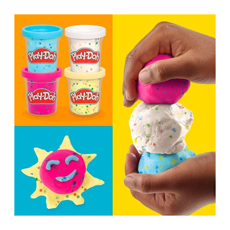 Play-Doh pack de 4 pots de pâte a modeler confettis - PLAY-DOH - G17