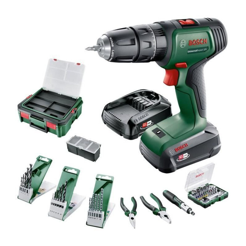 UniversalImpact 18V Drill Driver (1x1.5Ah/1x 2.5Ah) + 46AC set + AL18V