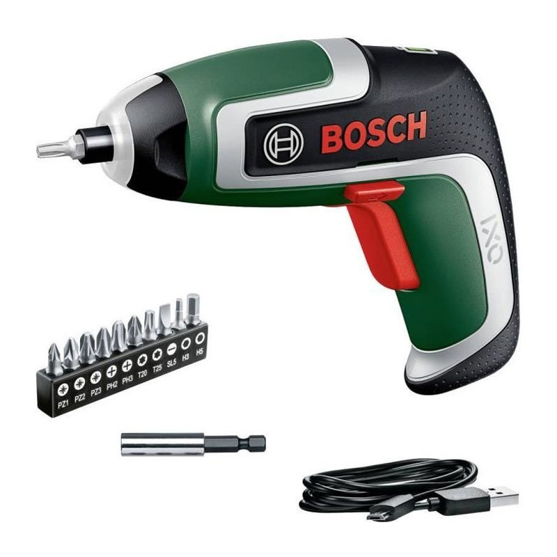 Bosch IXO 7 cordless screwdriver with 10 bits and storage box