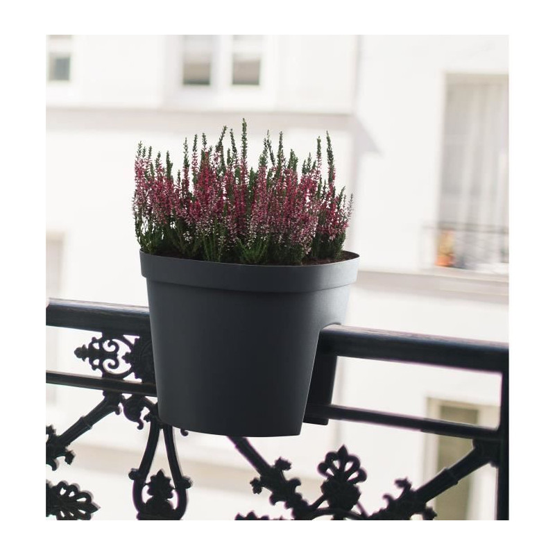 Balustrade pot - GARDEN ID Smile - Taupe 30 cm - Fits all balustrades