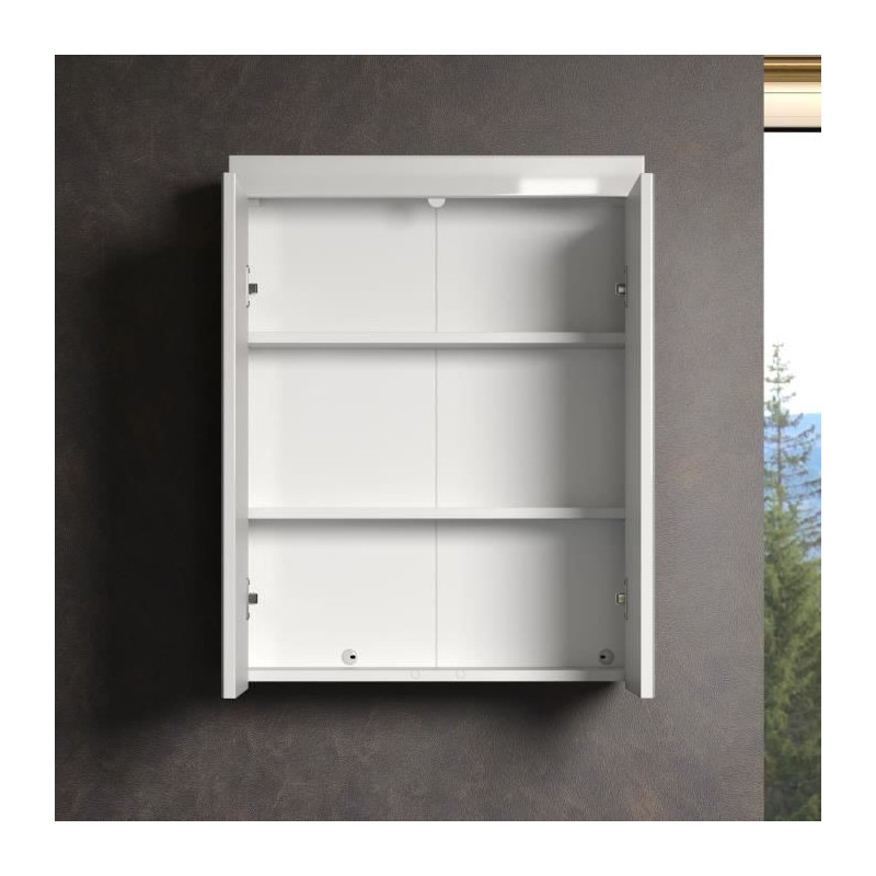 Mirror Cabinet - AMANDA - 2 mirror doors - L60 x D17 x H77 cm - White