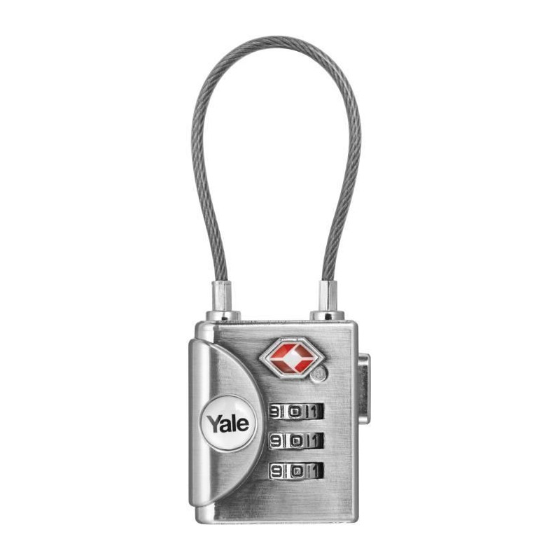 YALE TSA Cable Lock with Combination Code - Programmable 3 digits - Fo