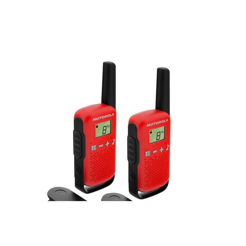 Motorola Red T42 Walkie Talkies - 4 km Range - 16 Channels - LCD Displ