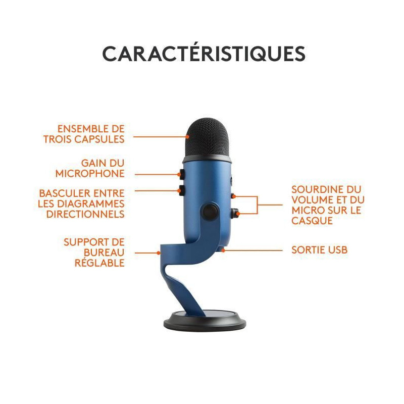 USB Microphone - Blue Yeti - For Recording, Streaming, Gaming, Podcast