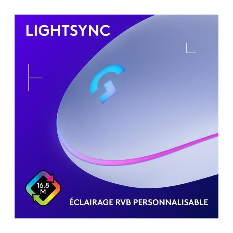 Wired Gaming Mouse - LOGITECH G - G203 - LIGHTSYNC - RGB - Lilac Color