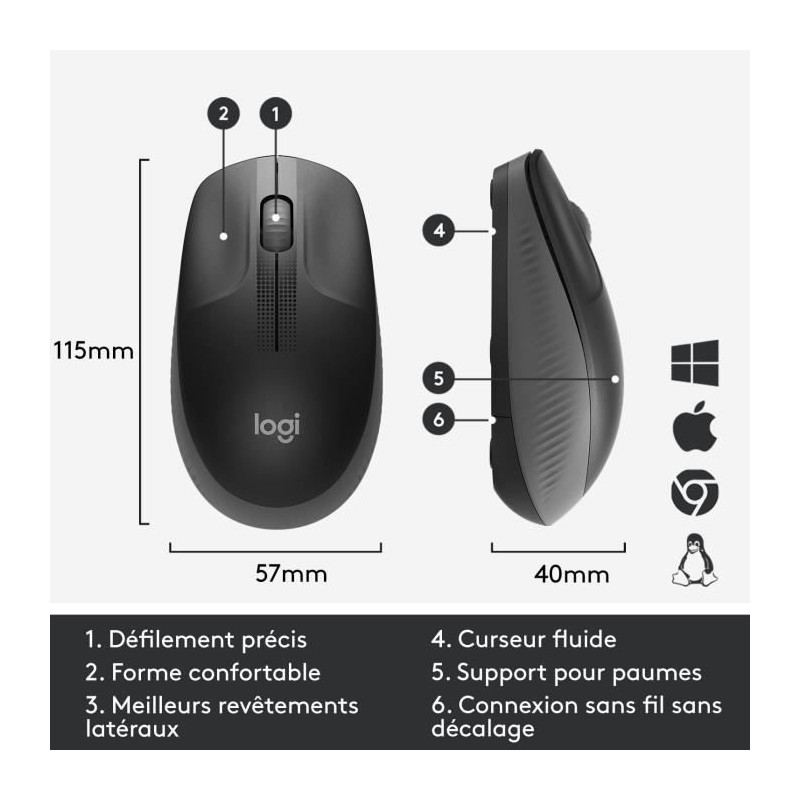 LOGITECH - M190 Wireless Mouse Black
