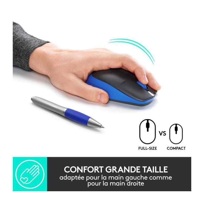 LOGITECH - M190 Blue Wireless Mouse