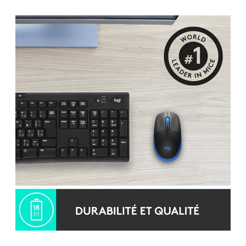 LOGITECH - M190 Blue Wireless Mouse