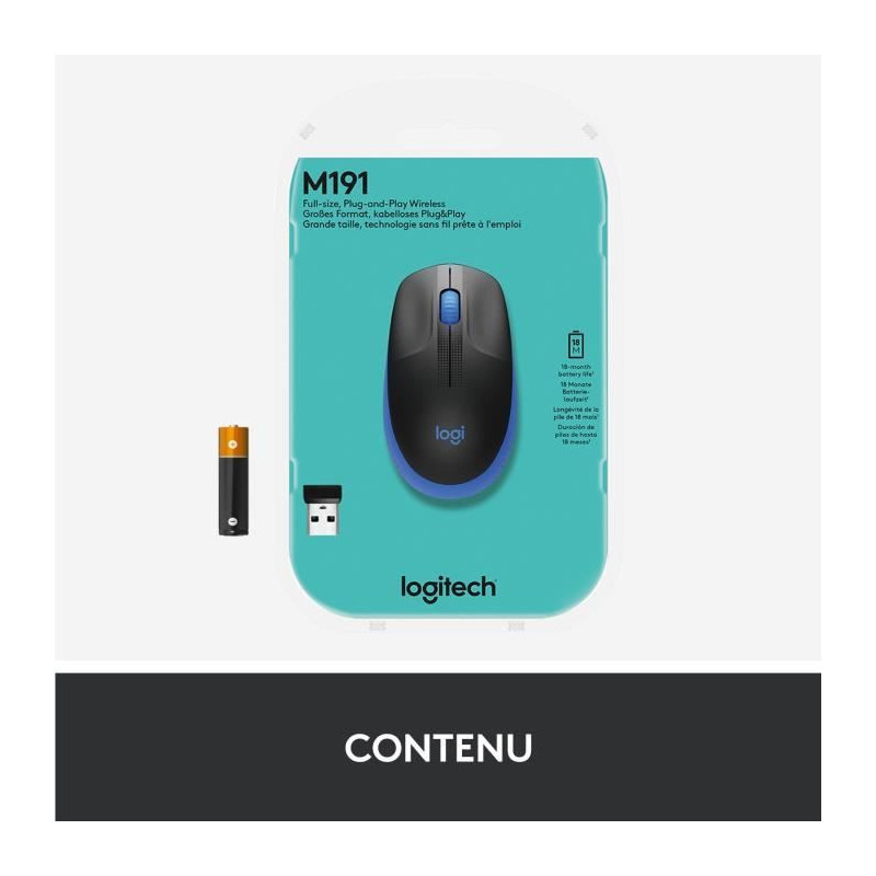 LOGITECH - M190 Blue Wireless Mouse