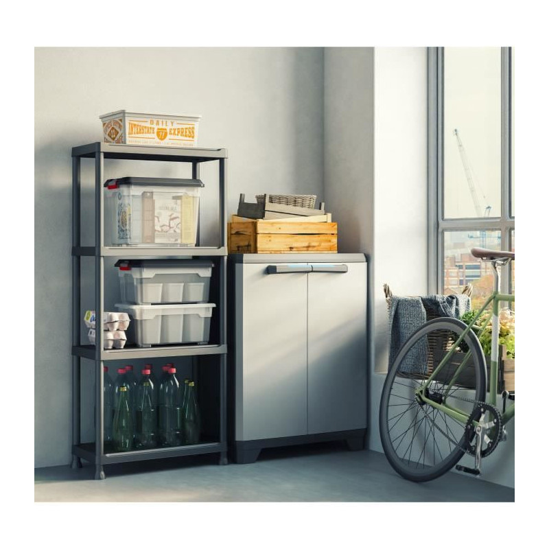 Keter | Etagere plus 60/4, Etageres, Noir, 60 x 30 x 135 cm