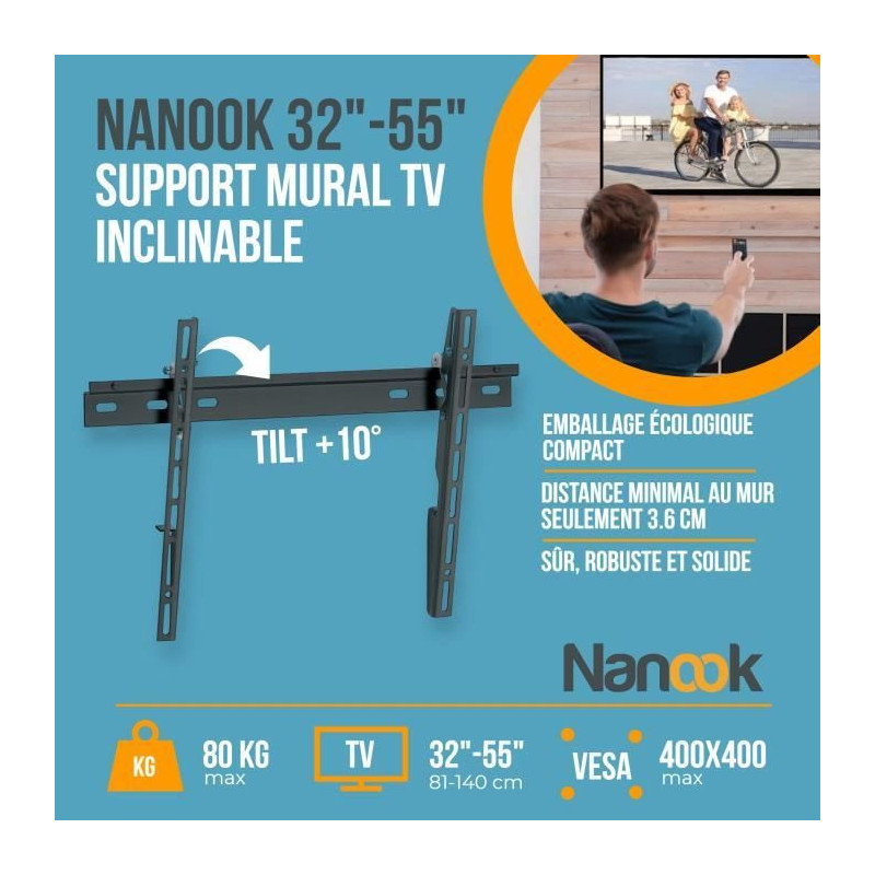 NANOOK Tilting TV Wall Mount Bracket for 32-55 Inch TVs - Mounting Sol