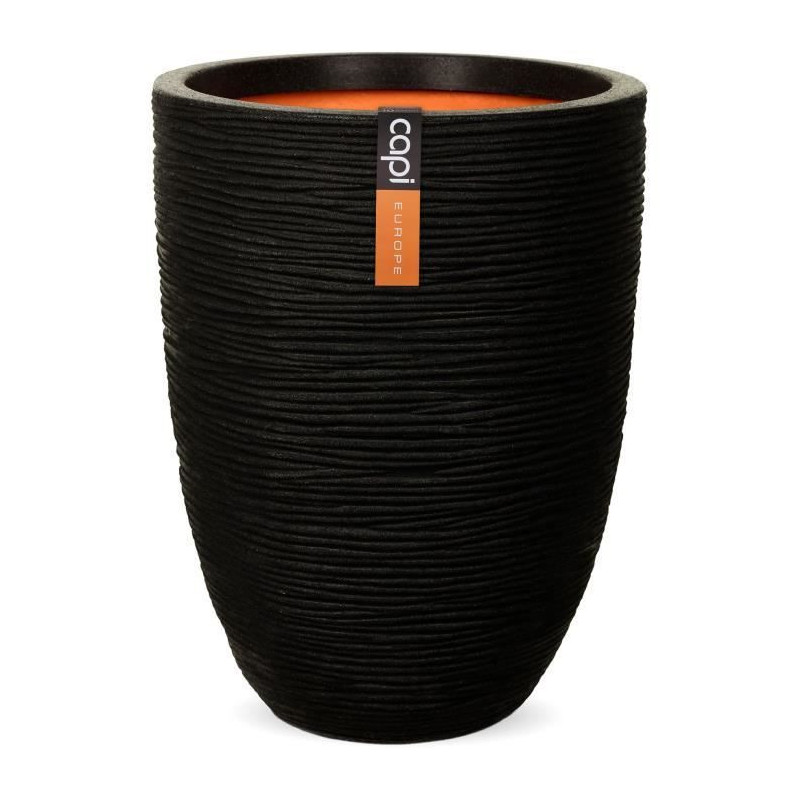 Elegant low vase - CAPI EUROPE - RIB NL - 46 x 58 cm - Black
