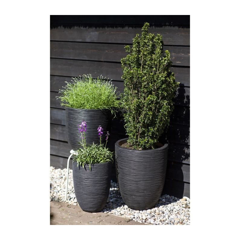 Elegant low vase - CAPI EUROPE - RIB NL - 46 x 58 cm - Black