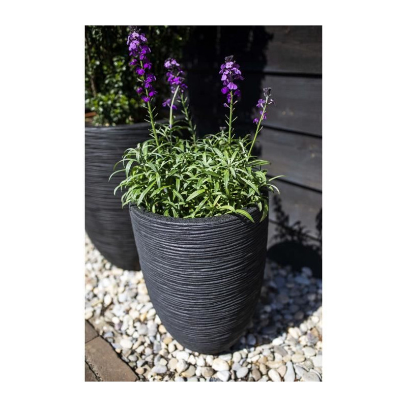 Elegant low vase - CAPI EUROPE - RIB NL - 46 x 58 cm - Black