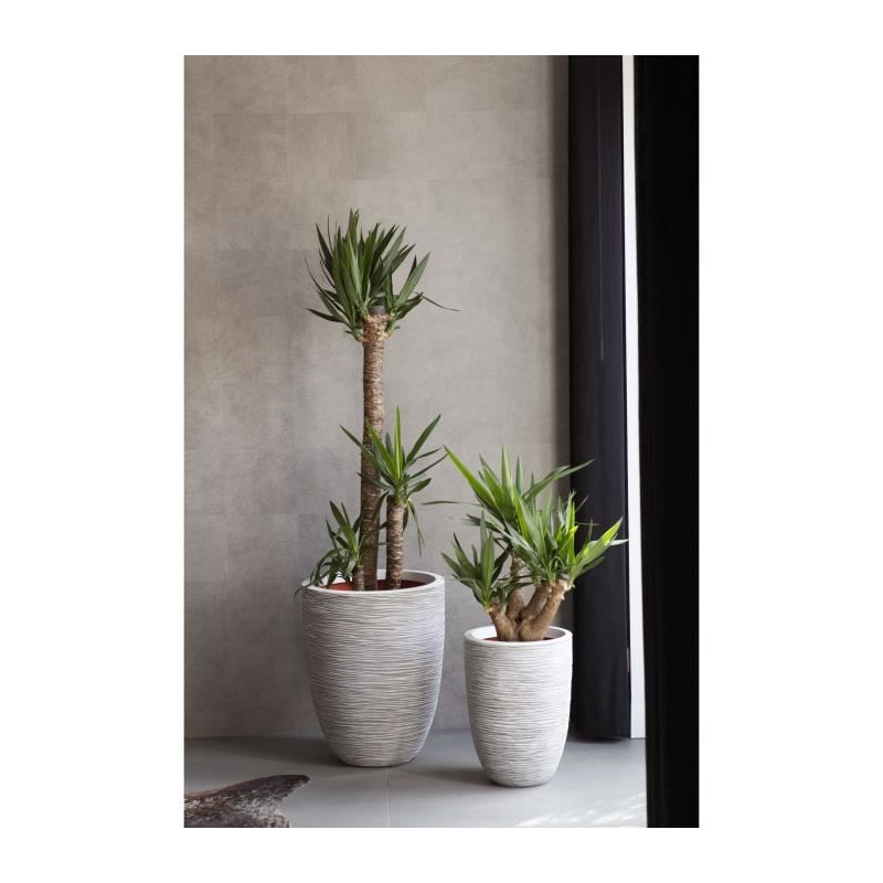Elegant low flower pot - CAPI EUROPE - RIB NL - 46 x 58 cm - Ivory