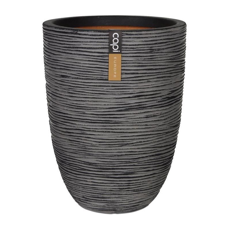 Capi Flowerpot Nature Rib elegant low 46 x 58 cm Anthracite KOFZ783
