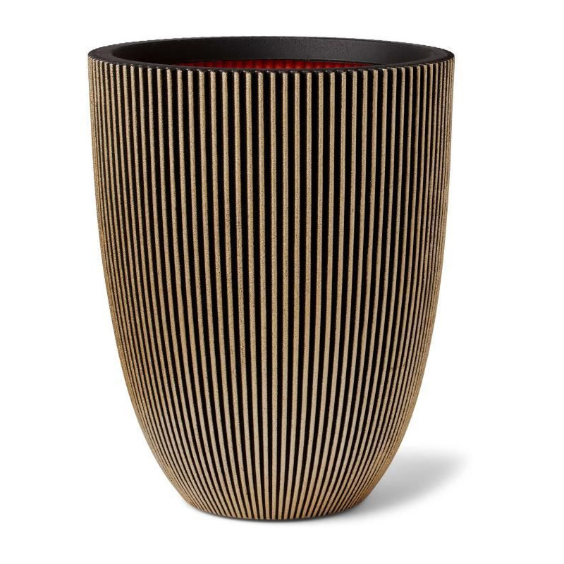 Capi Elegant Groove Vase 46x58 cm Black and gold 445495