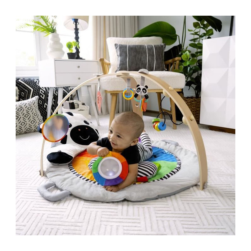 BABY EINSTEIN Zen's Activity Milestones play mat with wooden bar, mult