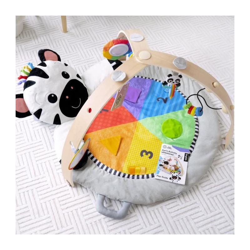 BABY EINSTEIN Zen's Activity Milestones play mat with wooden bar, mult