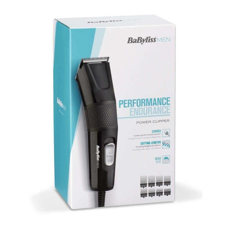 BABYLISS E756E - Corded Power Hair Clipper - XL 45mm Blades - 9 cuttin