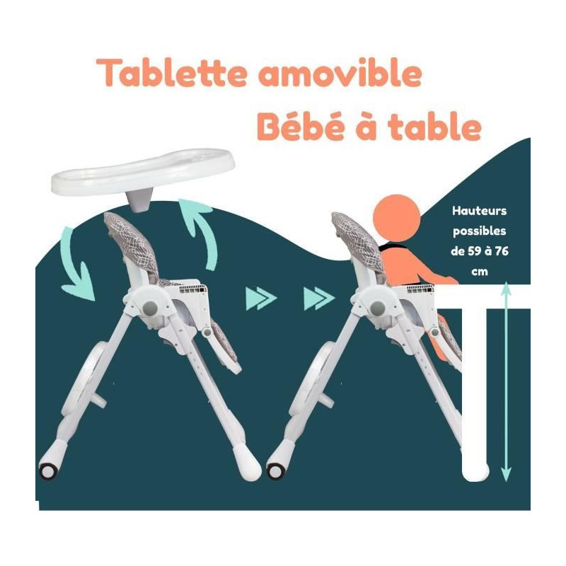Multi-position high chair - BAMBISOL - Reclining - Up to 3 years - Bei
